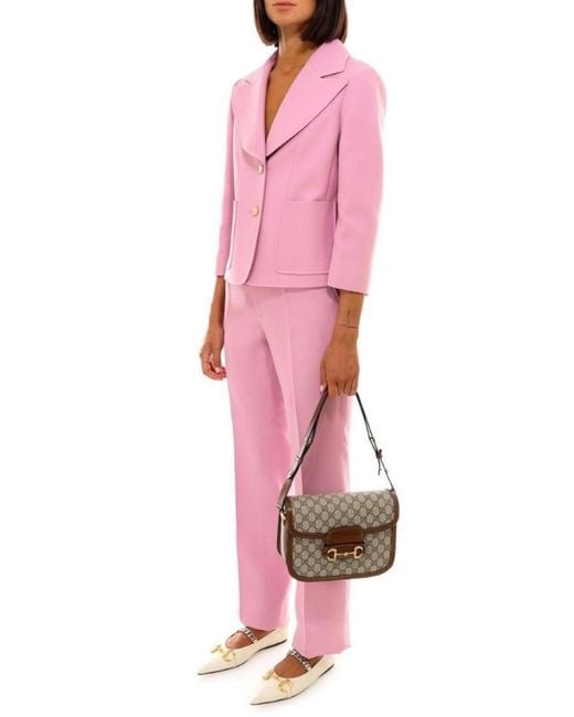 Gucci Purple High-rise Wide Silk-blend Pants