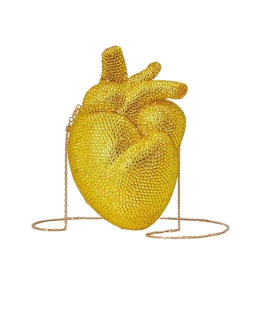 Gucci Yellow Gold Broadway Heart Crystal-embellished Clutch Bag