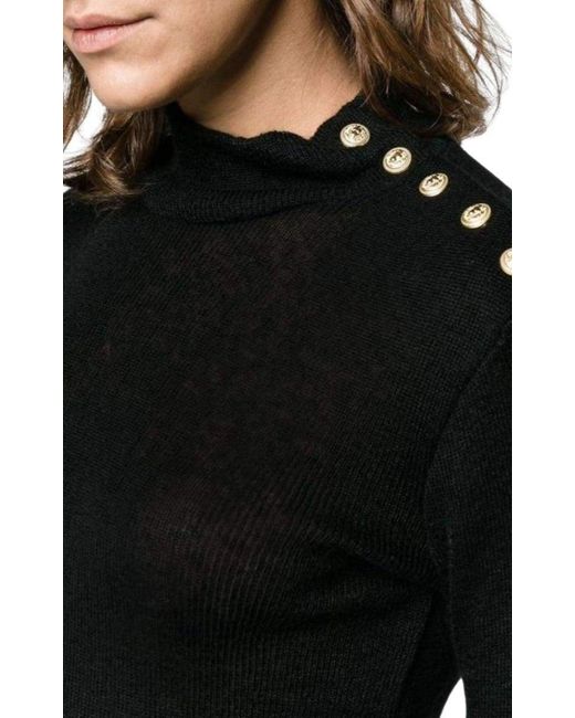 Balmain Black Knit Turtleneck Fine Wool Sweater Fr 38 (us 8)