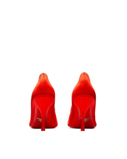 Prada Red Satin Pointed-toe Heels 85