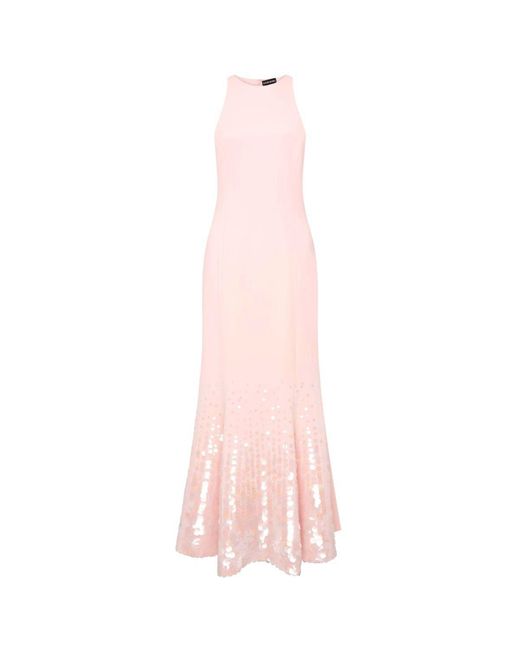 David Koma Paillette Illusion Midi Pink Dress