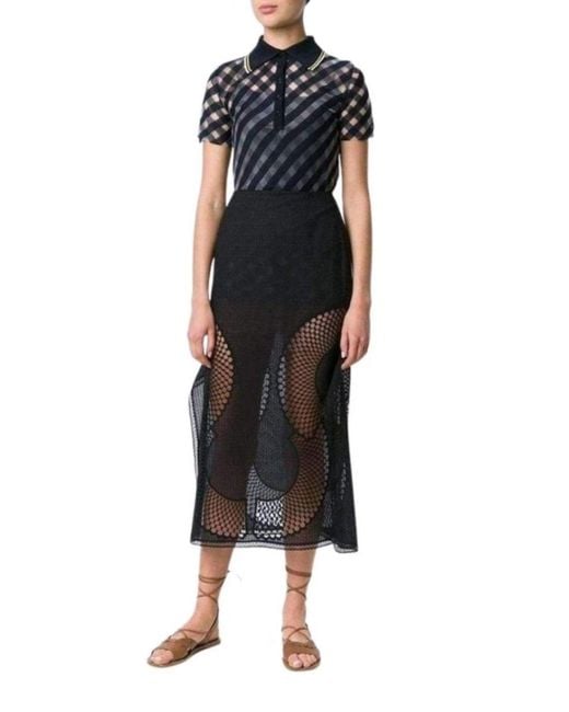 Stella McCartney Black Perforated A-line Skirt It 42 (us 6)