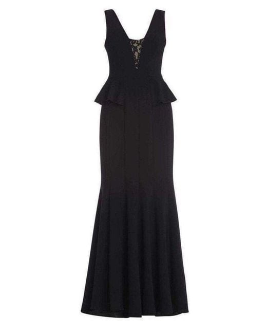 BCBGMAXAZRIA Black Silvia Sleeveless Peplum Long Dress
