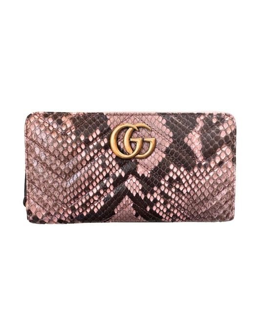 Gucci Pink Matelassé GG Marmont Zip Around Wallet