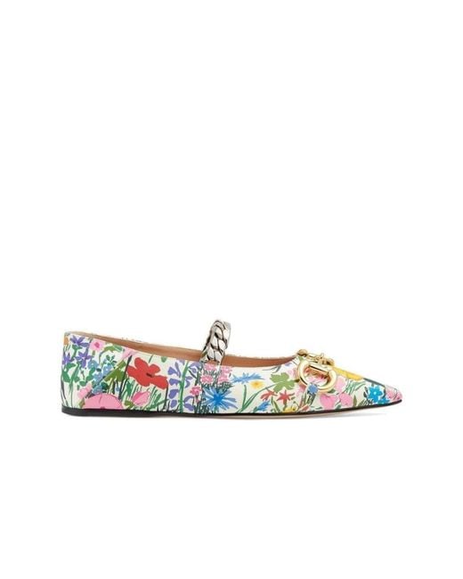 Gucci Blue Ken Scott Floral Ballerina Shoes