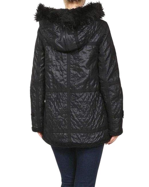 BCBGMAXAZRIA Black Genova Quilted Distressed Coat