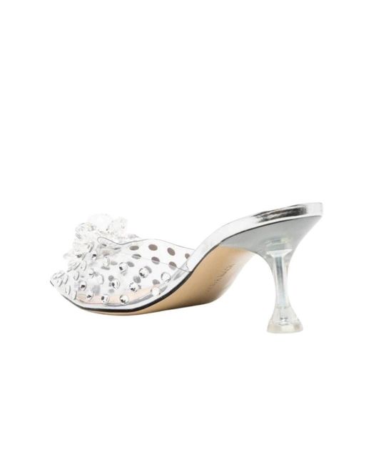 Mach & Mach White Little Crystal Glass Mules