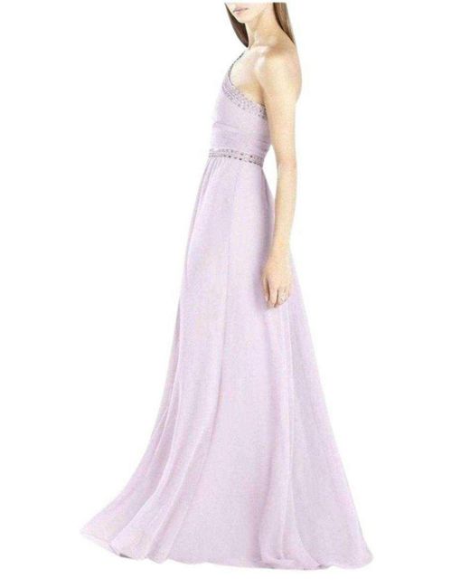 BCBGMAXAZRIA Pink Daniele One Shoulder Embellished Gown