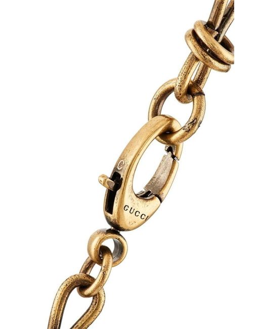 Gucci Metallic Lion Head Pendant Necklace