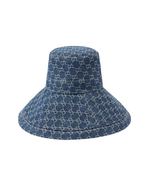 ハット GUCCI Gg Denim Hat GG denim bucket hat in blue and white | GUCCI® US