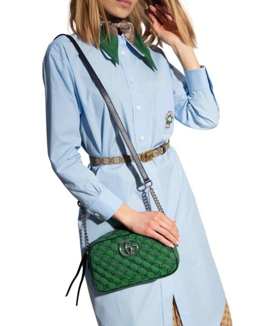 Gucci Green GG Marmont Quilted Crossbody Bag