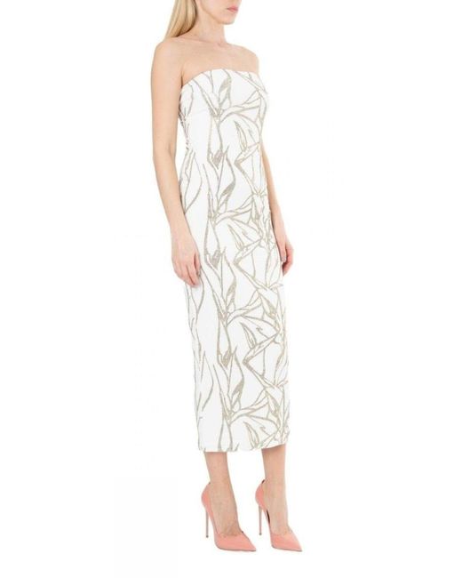 Alexandre Vauthier White Beaded Strapless Midi Dress