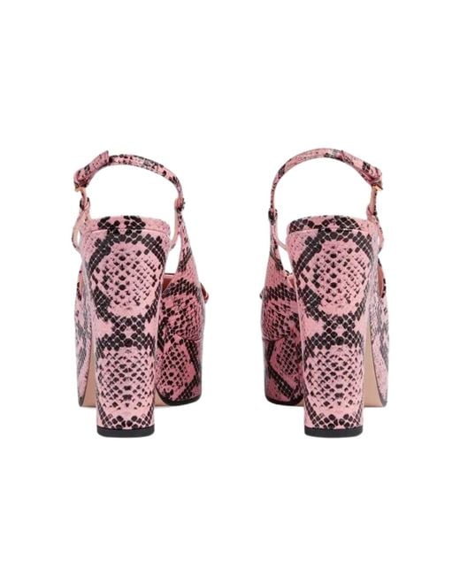 Gucci Pink Python Snakeskin Print Platform Pumps