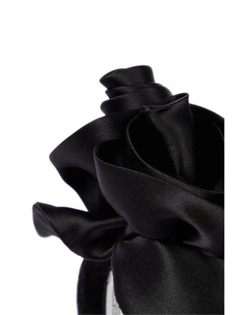 Alessandra Rich Black Rose Appliqué Tie Headband