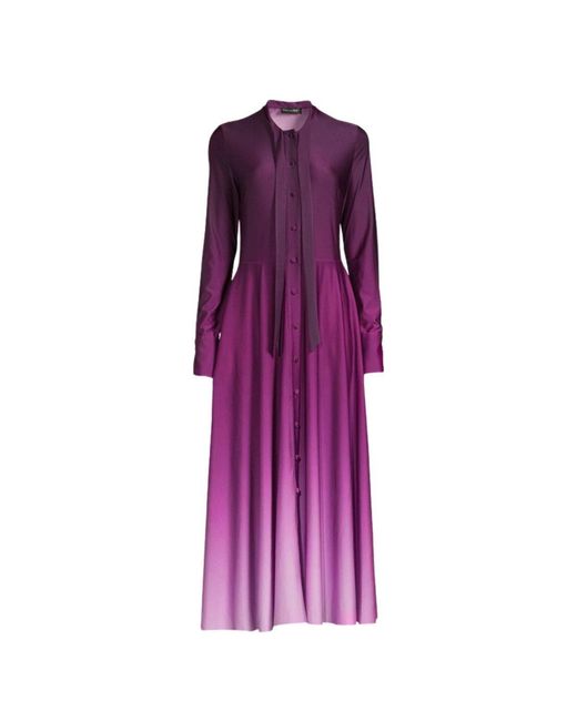 Oscar de la Renta Purple Long-sleeve Ombre Jersey Midi Dress
