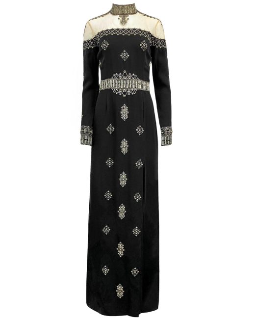 Cucculelli Shaheen Black Beaded Silk Dress