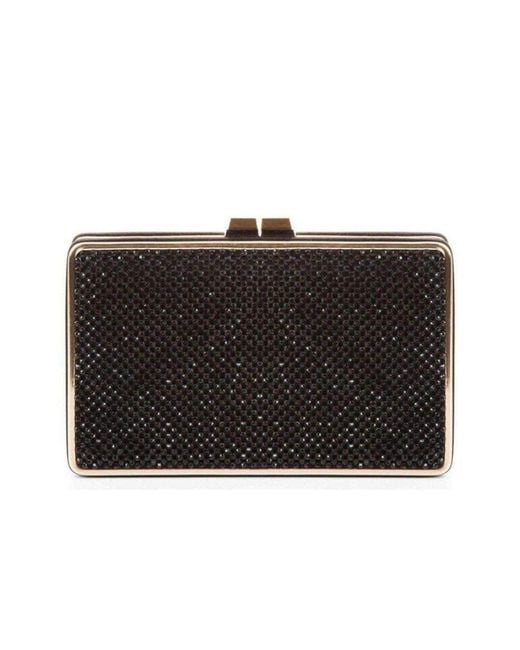 BCBGMAXAZRIA Sonia Black Crystal Mesh Satin Frame Clutch