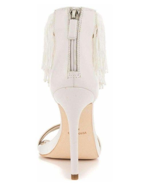 BCBGMAXAZRIA White Devine High Heel Beaded Ankle Dress Sandals