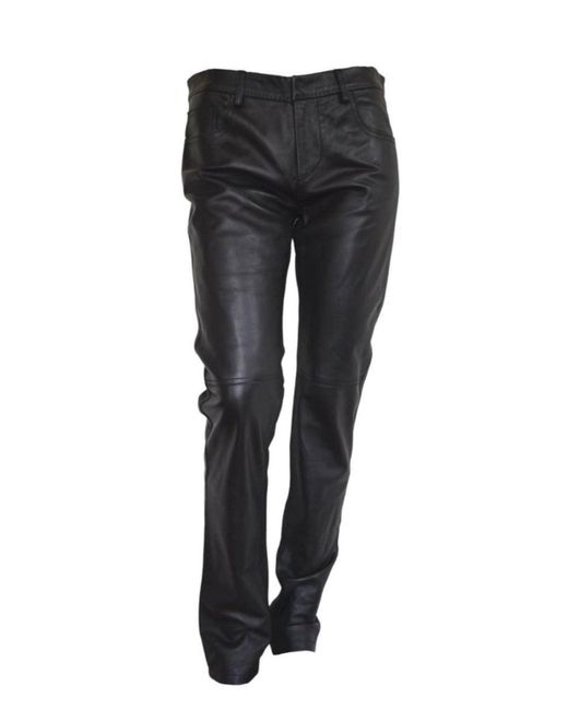 CoSTUME NATIONAL Black Straight Leg Just Leather Biker Pants for men