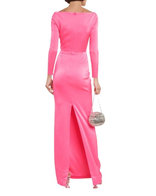 Alex Perry Pink Lane Satin Crepe Off Shoulder Gown