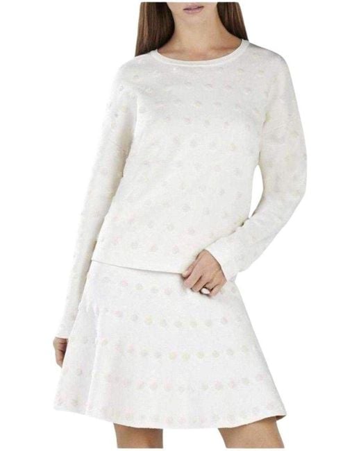 BCBGMAXAZRIA White Polka Dot Sweatshirt