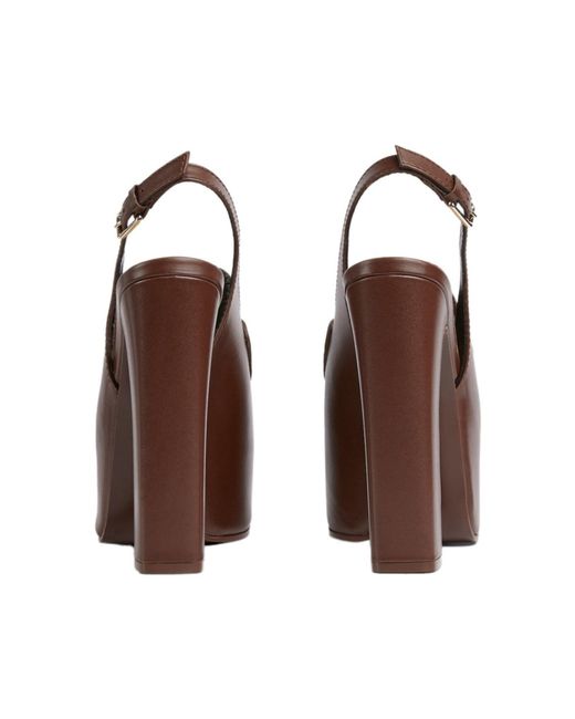 Gucci Brown Ottavia Horsebit Loafer 145mm Platform Slingback Pumps