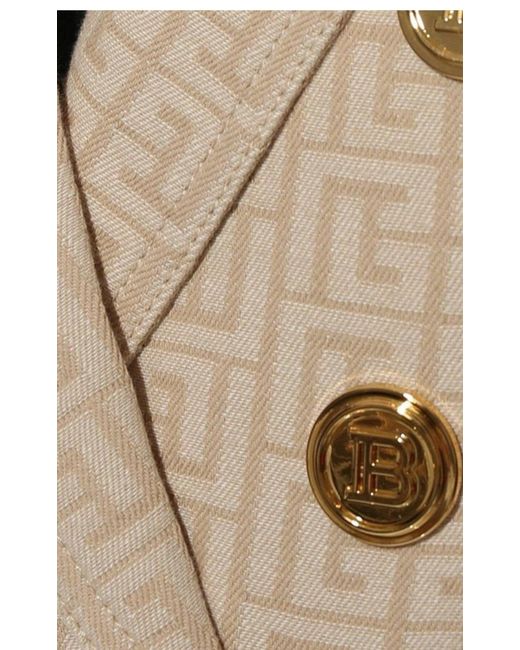 Balmain Natural Monogram Jacquard Double Breasted Jacket