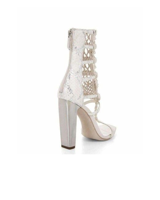 BCBGMAXAZRIA White Leather Macrame Day Sandal