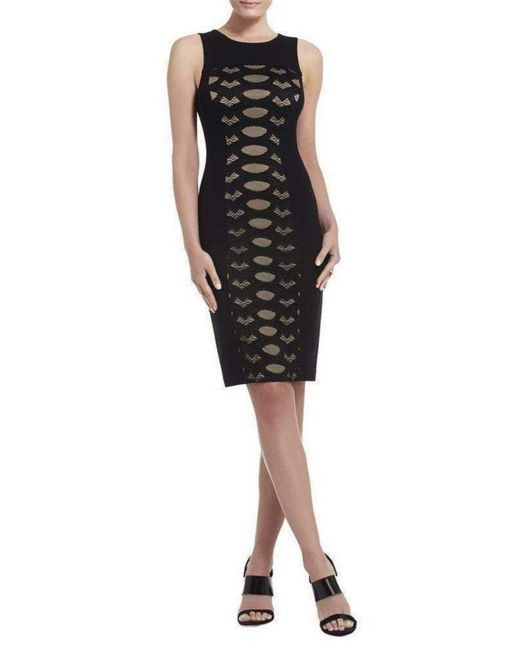 BCBGMAXAZRIA Black Leona Lace Dress With Contrast Ponte Dress