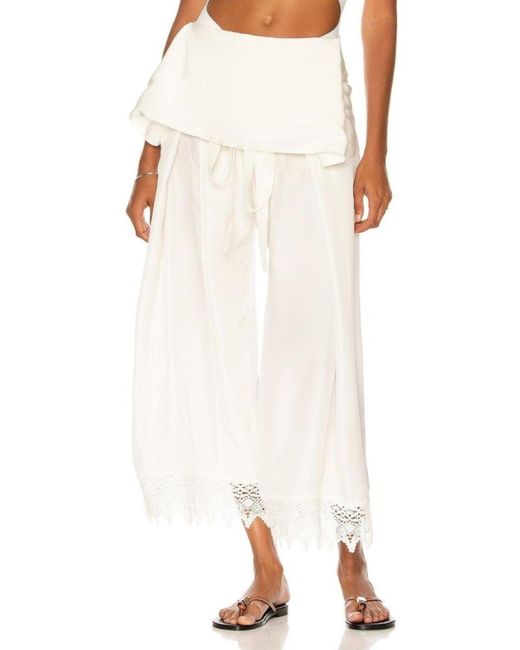 Loewe White Ibiza Macramé Belted Trousers
