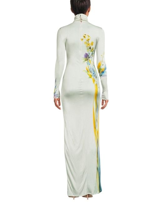 Galvan Green Thistle Print Liquid Jersey Gown