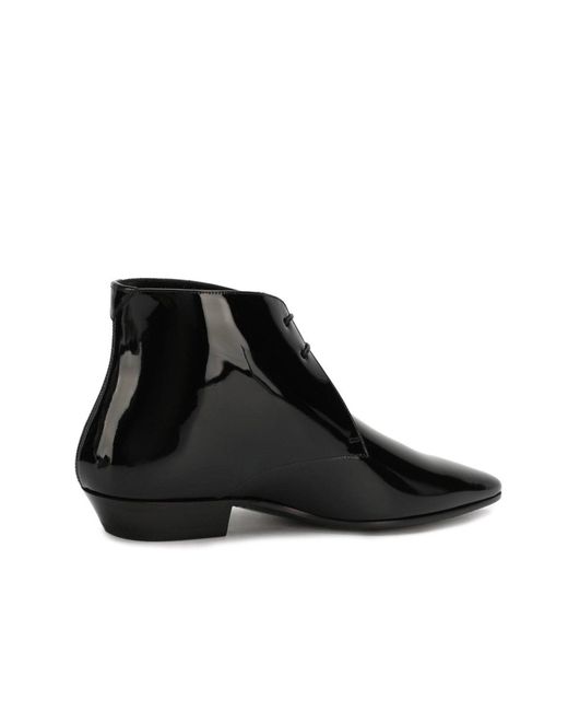 Saint Laurent Black Pathen Leather Ankle Boots