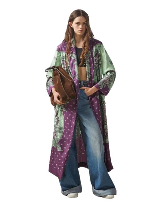 Gucci Purple Green Paisley Print Silk Robe