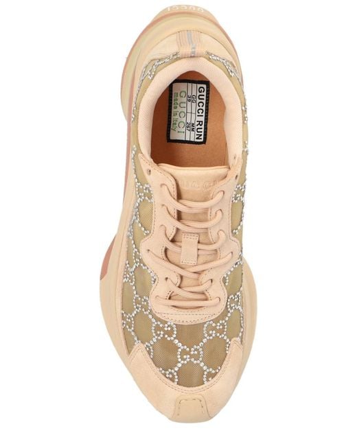 Gucci Tela GG Crystal Mesh Runner Sneakers in Natural | Lyst