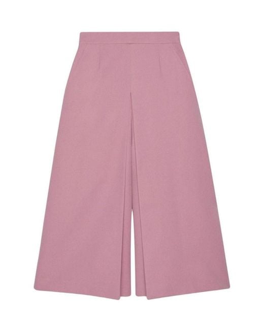 Gucci Purple High-rise Wide Silk-blend Pants