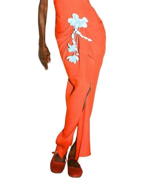 Rosie Assoulin Orange Sarong Double Faced Georgette Skirt