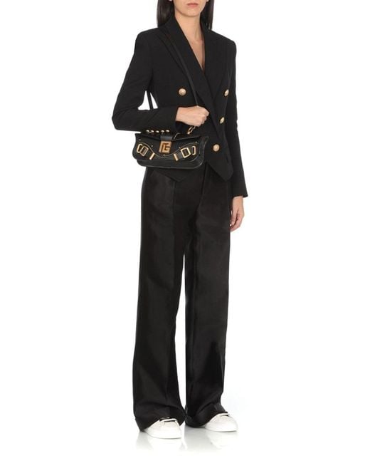 Balmain Black Blaze Small Leather Shoulder Bag