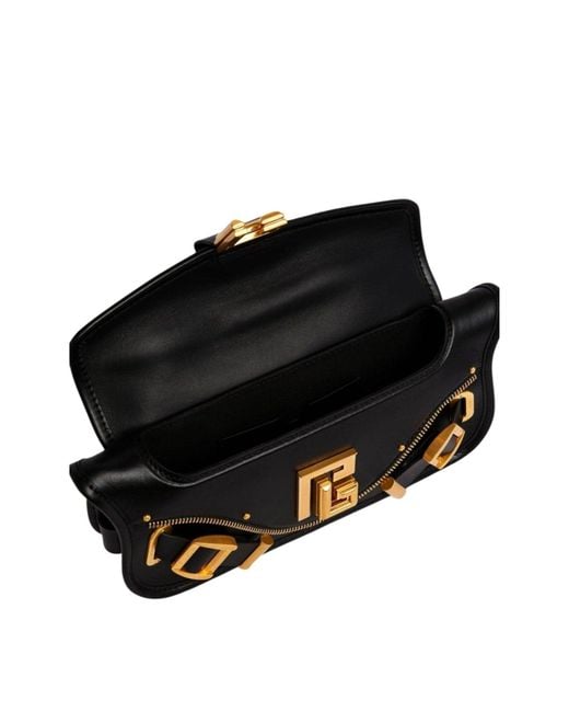Balmain Black Blaze Small Leather Shoulder Bag