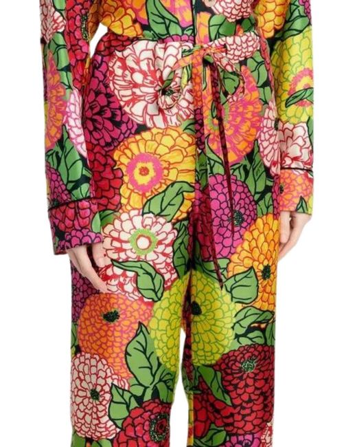 Gucci Multicolor X Ken Scott Floral Silk Straight Pants