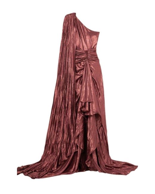 Gucci Red One Shoulder Asymmetric Lame Gown