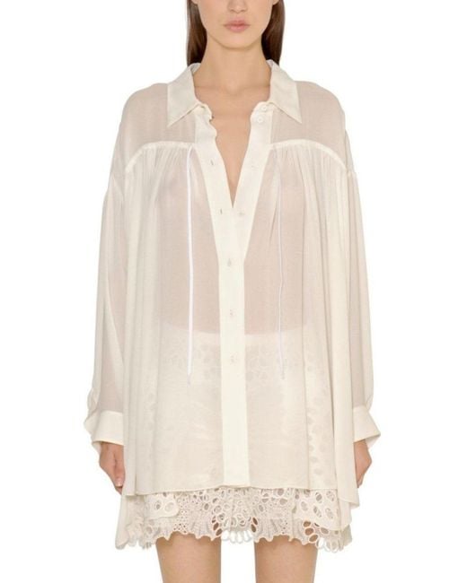 Chloé White Oversize Fine Crepe Shirt
