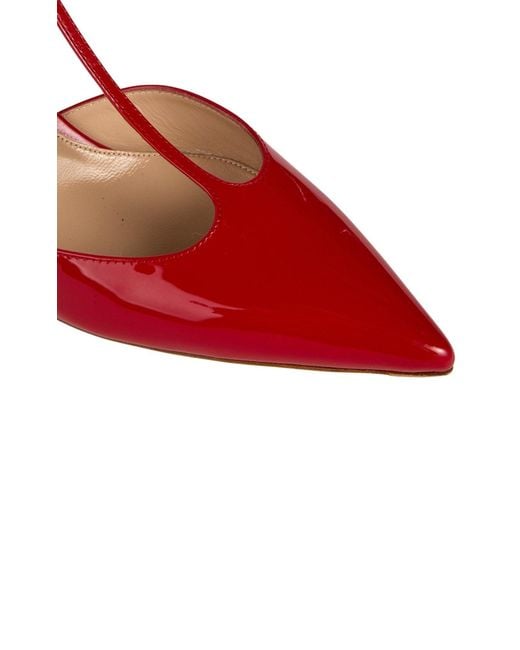 Gianvito Rossi Red Ribbon T-bar Patent Leather Pumps