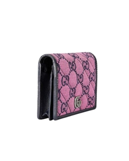 Gucci Purple Pink Gg Marmont Multicolor Wallet