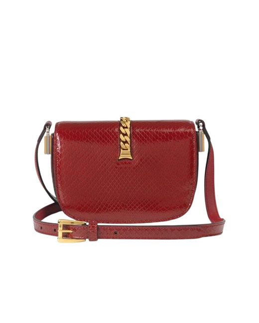 Gucci Red Sylvie 1969 Python Mini Shoulder Bag