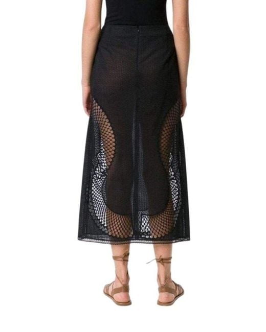 Stella McCartney Black Perforated A-line Skirt It 42 (us 6)