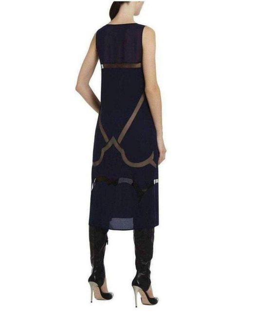 BCBGMAXAZRIA Blue Magdalena Silk Sheer Insert Dress
