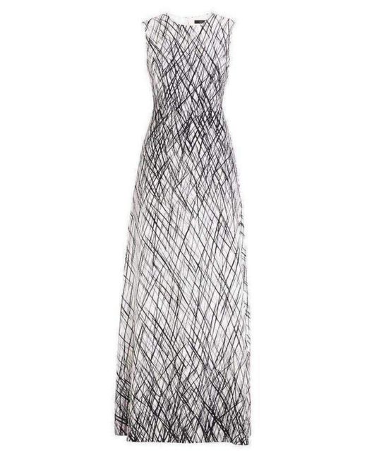 BCBGMAXAZRIA Blue Sleeveless Printed Gown Dress