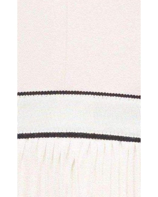 Self-Portrait White V-neck Dress With Fluted Pleats Uk 6 (us 2)
