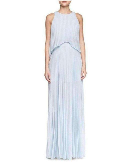 BCBGMAXAZRIA Blue Shaina Sleeveless Pleated Midi Dress