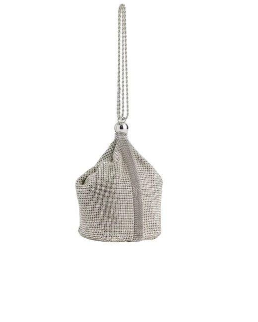 Cult Gaia White Rue Crystal Top Handle Wristlet Bag